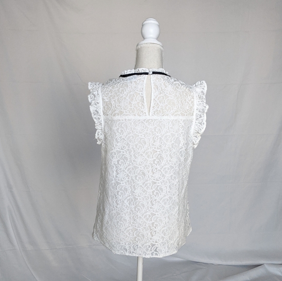 NWT New York & Co Soho White Lace Overlay Blouse - Picture 9 of 11